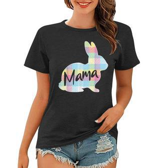 Mama Bunny Rabbit Pastel Plaid Mother Mommy Mom Easter Women T-shirt | Mazezy