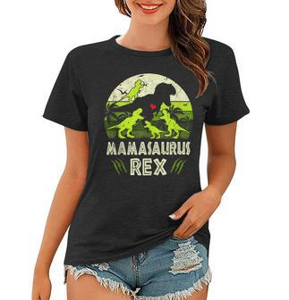 Mama Dinosaur T Rex Mamasaurus 4 Kids Matching Family Women T-shirt - Seseable