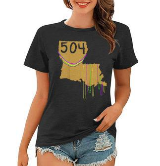 Mardi Gras 504 Shirt For La Native Street Party Fat Tuesday Women T-shirt | Mazezy