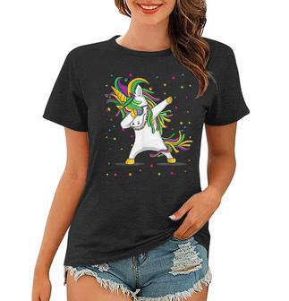 Mardi Gras Flossing Unicorn Jester Hat Unicorn Funny Women T-shirt - Seseable