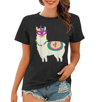 Mardi Gras Llama Funny Carnival Fat-Tuesday Party Women T-shirt - Seseable