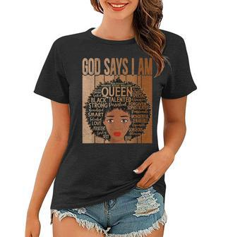 Melanin Vintage Afro God Says I Am Black History Month V3 Women T-shirt - Seseable