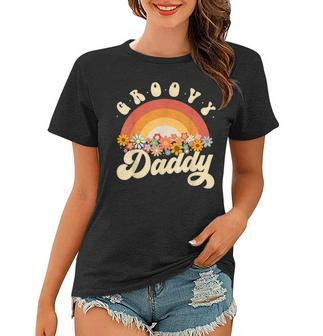 Mens Mens Groovy Daddy Retro Rainbow Colorful Flowers Design Women T-shirt | Mazezy