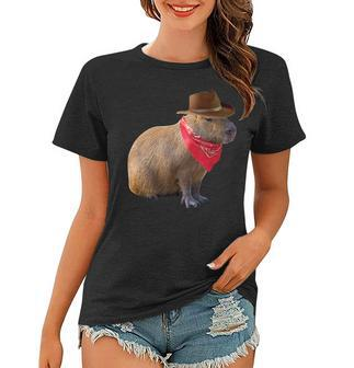 Mens Womens Cowboy Capybara Funny Howdy Capy Women T-shirt | Mazezy