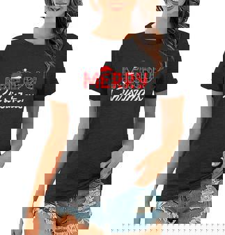 Merry Christmas Buffalo Plaid Women T-shirt - Monsterry