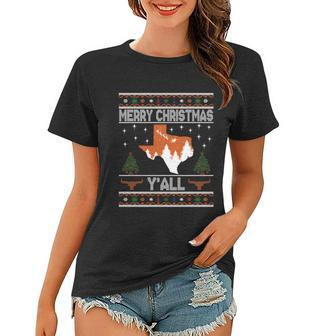 Merry Xmas Yall Texas Ugly Christmas Sweater Gift Women T-shirt - Monsterry UK