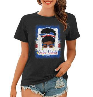Messy Bun Cape Verdean Cabo Verde Flag Womens Woman Girl Women T-shirt | Mazezy