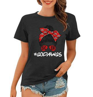 Messy Bun Go Dawgs Sic Em Georgia Football Women T-shirt - Monsterry DE