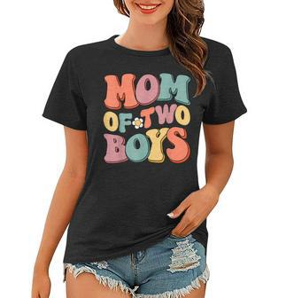 Mom Of Two Boys From Son Groovy Mothers Day Mom 2 Boys Women T-shirt - Thegiftio UK