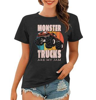Monster Trucks Are My Jam Funny Engine Retro Monster Truck Women T-shirt - Seseable