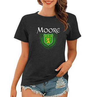 Moore Surname Irish Last Name Moore Family Crest Women T-shirt - Seseable