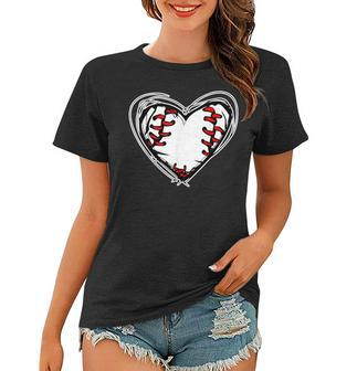Mothers Day Gifts Distressed Heart Baseball Heart Mom Mama Women T-shirt | Mazezy