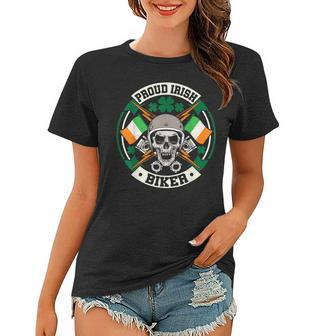 Motorcycle Proud Irish Biker Ireland Skull St Patricks Day Women T-shirt - Thegiftio UK