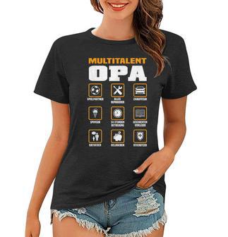 Multitalent Opa Frauen Tshirt mit lustigen Icons, Frauen Tshirt für Großväter - Seseable