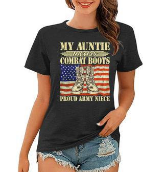 My Auntie Wears Combat Boots Military Proud Army Niece Gift Women T-shirt | Mazezy