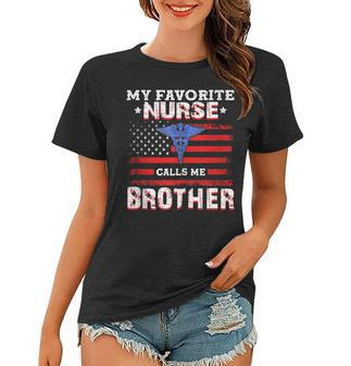 My Favorite Nurse Call Me Brother Fathers Day Usa Flag Women T-shirt - Thegiftio UK