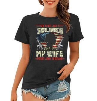 My Wife Is A Soldier Proud Army Husband Military Gifts Women T-shirt | Mazezy