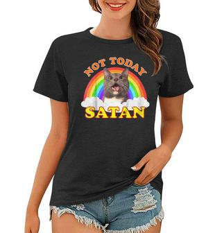 Not Today Satan | Rainbow Cat Death Metal Women T-shirt | Mazezy