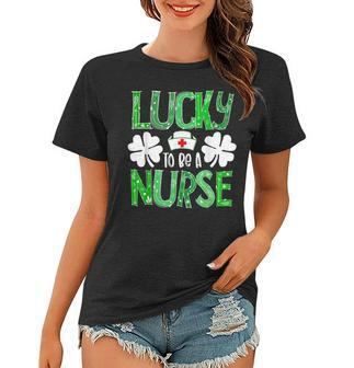 Nurse St Patricks Day Lucky To Be A Nurse Shamrocks Plaid Women T-shirt - Thegiftio UK