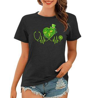 Nurse Stethoscope Irish Shamrock Shirt St Patricks Day Gift Women T-shirt | Mazezy
