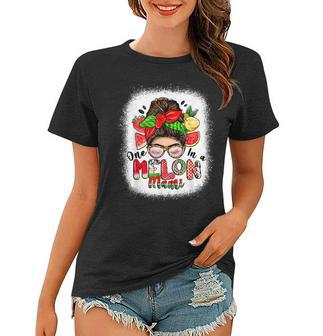 One In A Melon Mami Messy Bun Watermelon Mothers Day Gifts Women T-shirt | Mazezy