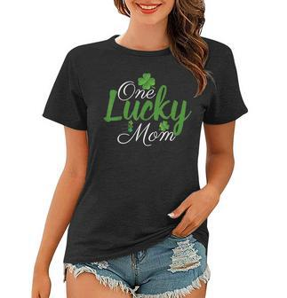 One Lucky Mom Shamrock Mom Life St Patricks Day Women T-shirt - Seseable