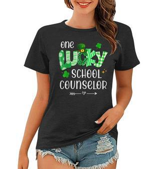 One Lucky School Counselor Shamrock Teacher St Patricks Day Women T-shirt - Seseable