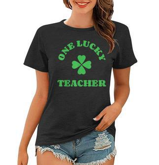One Lucky Teacher Shamrock St Patricks Day Irish Teacher Women T-shirt - Seseable