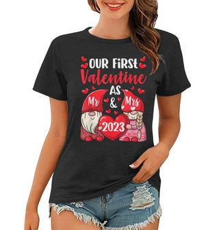 Our First Valentine As Mr And Mrs 2023 Hearts Valentines Day Women T-shirt - Seseable