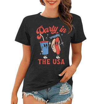 Party In The Usa Hot Dog Coffee Patriotic Happy 4Th Of July Women T-shirt - Thegiftio UK