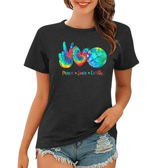 Peace Love Earth Day Tie Dye Hippie Funny Kids Women Love Women T-shirt | Mazezy