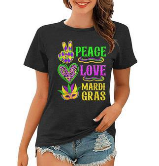 Peace Love Mardi Gras Leopard Funny Festival Carnival Party Women T-shirt - Seseable