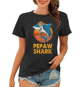 Pepaw Shark Vintage Papa Opa Vatertag Geschenke Frauen Tshirt - Seseable