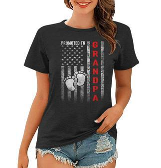 Promoted To Grandpa 2023 American Flag New Grandpa Women T-shirt - Seseable