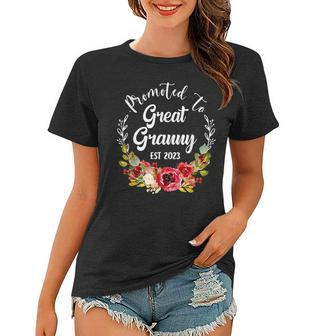 Promoted To Granny Est 2023 Women Flower First Time Mom Women T-shirt - Seseable