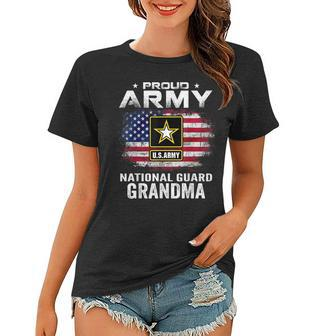 Proud Army National Guard Grandma With American Flag Gift Women T-shirt - Seseable