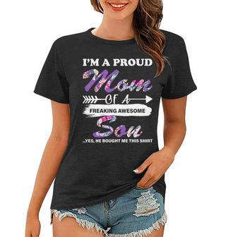 Proud Mom Of A Freaking Awesome Son Women T-shirt - Monsterry