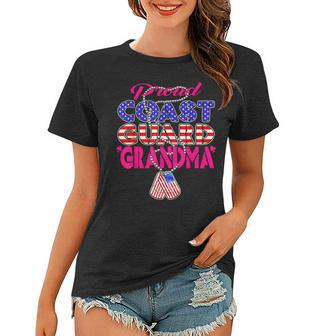 Proud Us Coast Guard Grandma Dog Tags Military Grandmother Women T-shirt - Seseable
