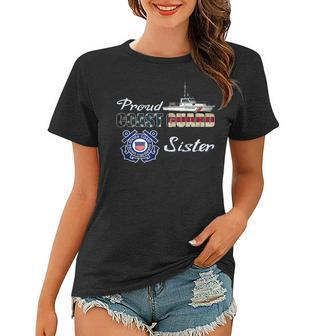 Proud Us Coast Guard Sister Military Family Flag America Women T-shirt - Seseable