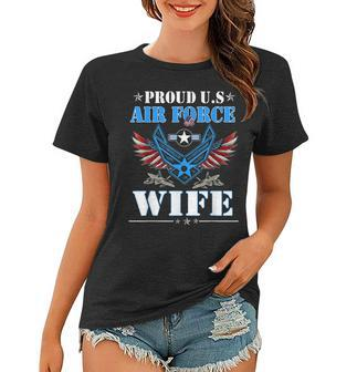 Proud Wife Us Air Force Veteran Day Military Family Women T-shirt - Seseable