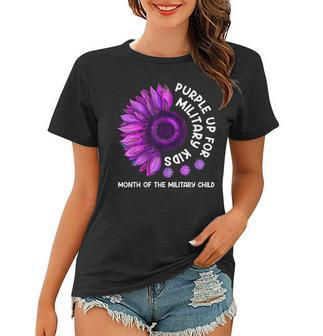 Purple Up For Military Kids Sunflower For Military Childs Women T-shirt - Seseable
