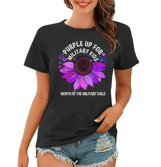 Purple Up For Military Kids Sunflower For Military Childs Women T-shirt | Mazezy