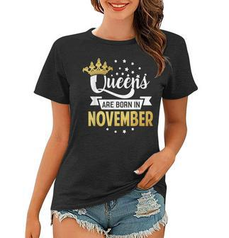 Queens Are Born In November Birthday Funny Plus Size Women T-shirt - Thegiftio UK