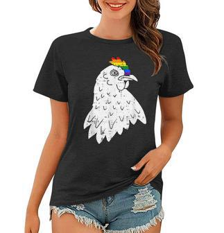 Rainbow Chicken Gay Pride Lgbt-Q Ally Funny Hen Animal Women T-shirt - Thegiftio UK
