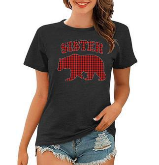 Red Plaid Sister Bear Buffalo Family Pajama Women T-shirt | Mazezy