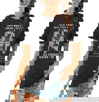 Respect For The Flag Honor For The Cross On Back Women T-shirt | Mazezy