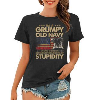 Retirement Grumpy Old Veteran Pride Navy Sarcasm Retired Women T-shirt | Mazezy