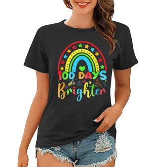 Retro 100 Days Of Brighter Teacher 100 Days Smarter Women T-shirt - Seseable