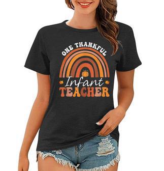 Retro One Thankful Infant Teacher Groovy Thanksgiving Women T-shirt - Thegiftio UK