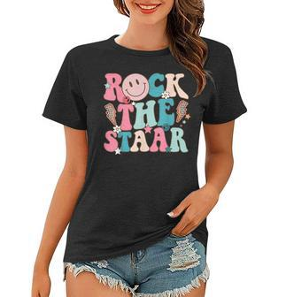 Rock The Staar Test Testing Day Retro Groovy Teacher Stars Women T-shirt - Thegiftio UK